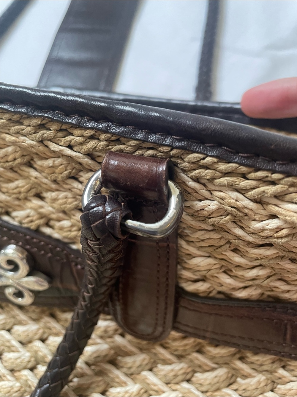 Brighton woven straw and leather trim shoulder purse - Picture 6 of 15